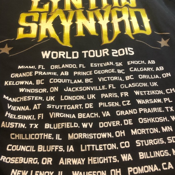 Lynyrd Skynyrd World Tour 2015 double sided tee T-Shirt Medium - Picture 10 of 12